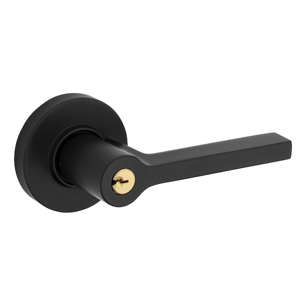 Baldwin Baldwin 5260 Left Hand Square Lever with Round Rose Emergency Egress Keyed Entry Satin Black Finish 5260190LENT - main