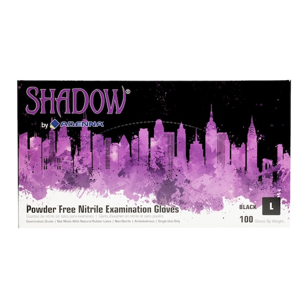 Art Noir Shadow Disposable Exam Gloves, Nitrile, Powder Free, 6 mil, Black, L, Case of 1000 SHD936 - main