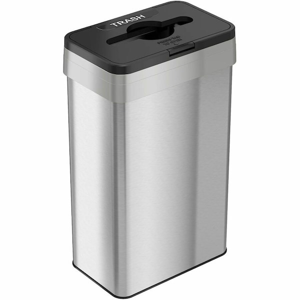 Hls Commercial 21 gal Rectangular Trash Can, Silver, Open Top, Stainless Steel, 10.25 in HLS21UOTTRS - main