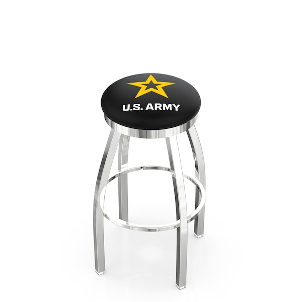Holland Bar Stool Co 25" Chrome U.S. Army Swivel Bar Stool, Accent Ring L8C2C25Army - main