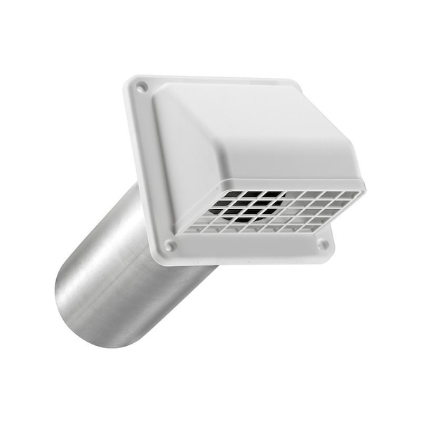 Lambro 224WS Hood Vent, 6.49 in W Hood, 4.81 in H Hood, 4 in Duct, Plastic Hood, White Hood 224W/S - main