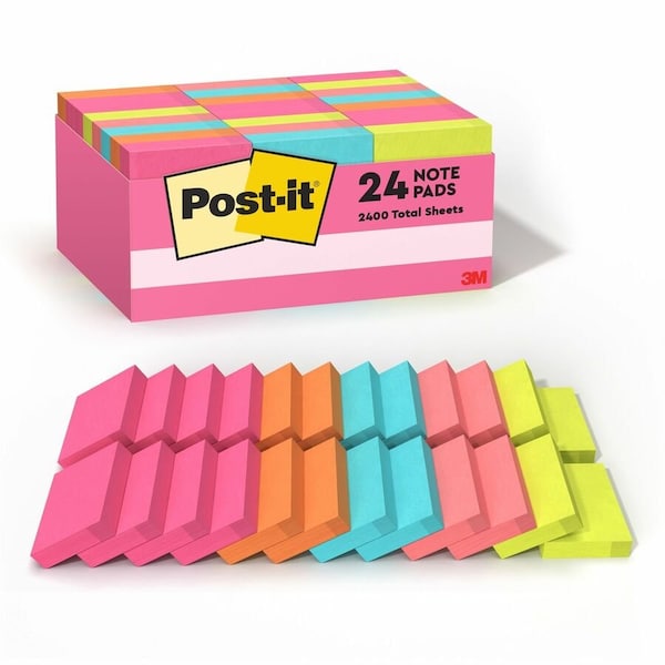 Post-It Original Pads in Cape Town Colors, 1 3/8 x 1 7/8, Plain, 100-Sht, PK24 65324ANVAD - main