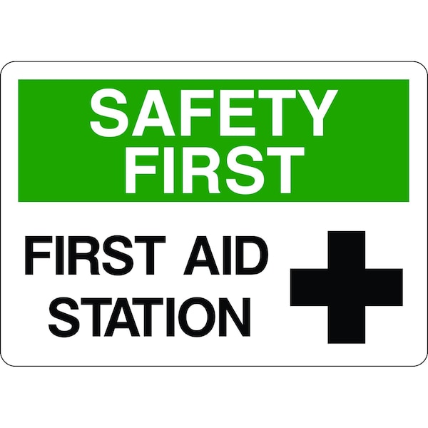 5S Supplies Safety First Sign - First Aid Station 7in x 10in Adhesive Vinyl Sign SAFE0028 -710-AV - main
