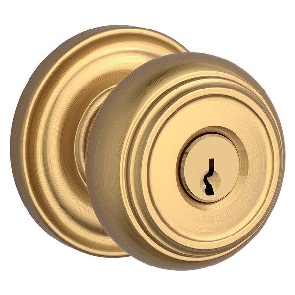 Baldwin Entry Traditional Knob and Traditional Round Rose with 6AL Latch and Dual Strike Lifetime Satin ENTRATRR044 - main