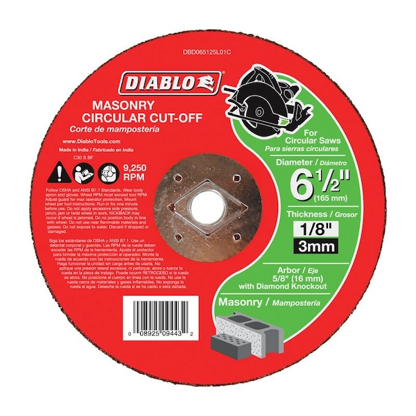 Diablo 6-1/2in. Carbide Masonry Cut-Off Disc DBD065125L01C - main
