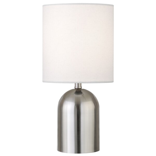 Homeroots 13" Silver Metal Cylinder Table Lamp With White Drum Shade 546118 - main