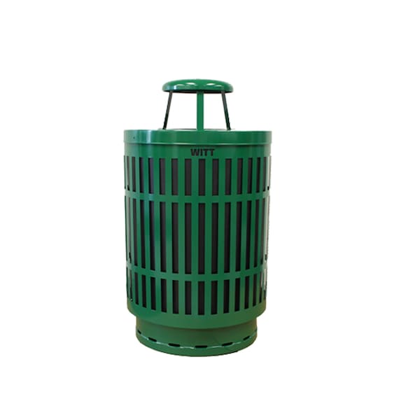 Witt Industries Green Outdoor Receptacle with Laser Design with Rain Cap MAS40P-RC-GN - main