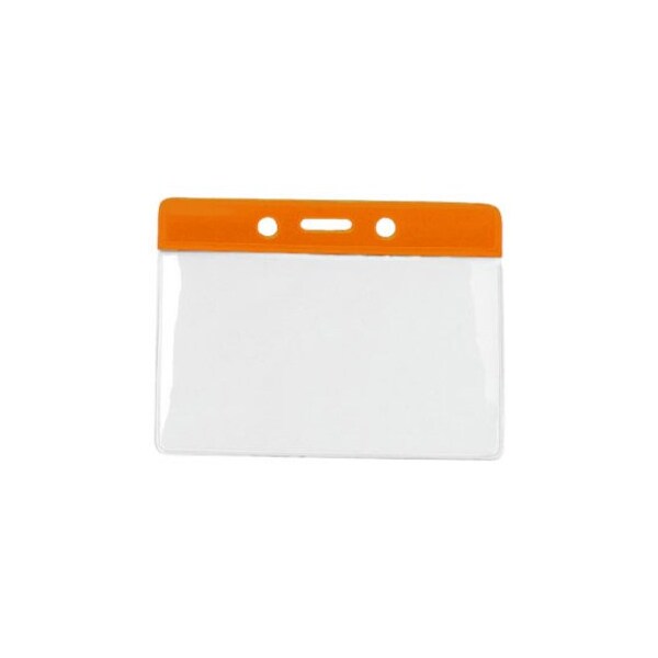 Brady Horizontal Top-Load Badge Holder - 3" x 3.75" - Vinyl - Orange 1820-1005 - main