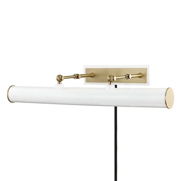 Mitzi Holly 3 Light Picture Light 5.5 In. Aged Brass/Soft Off White HL263203-AGB/WH - main