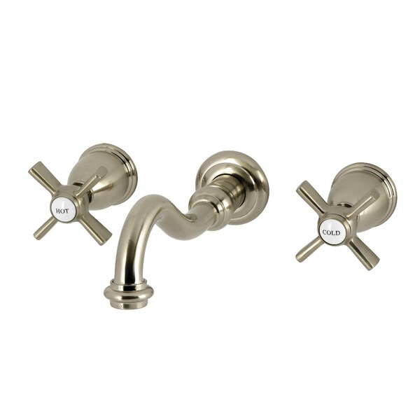 Kingston Brass Double-Handle Wall Mount Bathroom Faucet, Brushed Nickel KS3128ZX - main