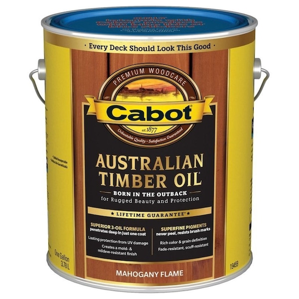 Cabot 19400 Series 140.0019459.007 Australian Timber Oil, Mahogany Flame, Liquid, 1 gal 19459 - main