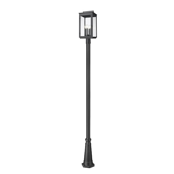 Z-Lite Hartwell 4-Light Outdoor Post Mounted Fixture, 10 in W x 116.75 H, Sand Black 5019PHBR-5011P-BK - main