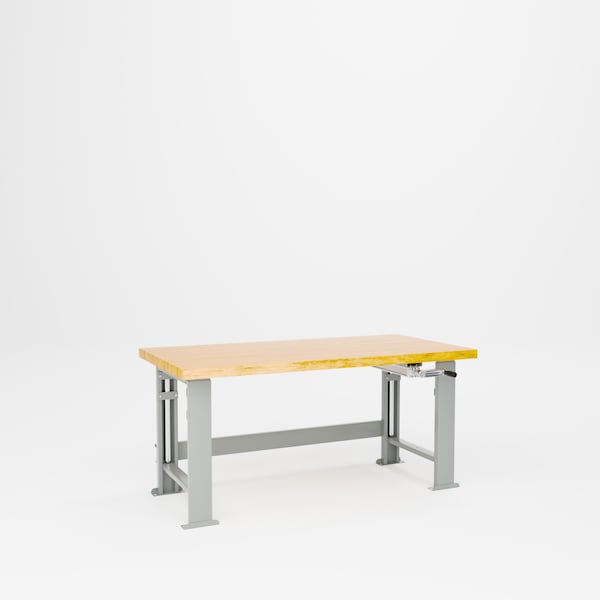 Pucel Hardwood Top Hydraulic Bench, 30 in W x 60 in D x 41 in H, Putty HBW-3060-M12 - main