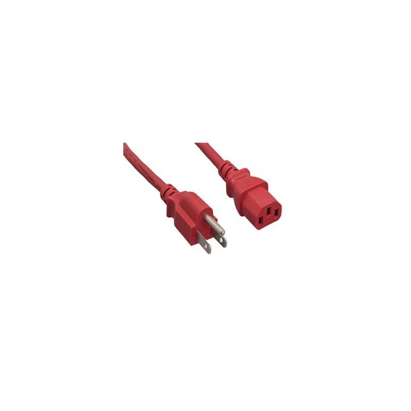 Cable Wholesale Computer / Monitor Power Cord, Red, NEMA 5-15P to C13, 18AWG, 10 Amp, 2 foot 10W1-01202RD - main
