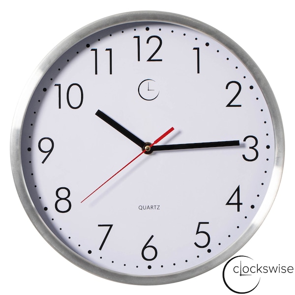 Clockswise 12in Waterproof Indoor/Outdoor Aluminum Wall Clock with Quartz Movement - Weather-Resistant QI004934 - main