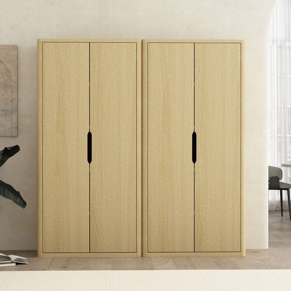 Manhattan Comfort Rivington 38in Bookcase Cabinet in Natural Oak - Set of 2 2-BC004-NA - main