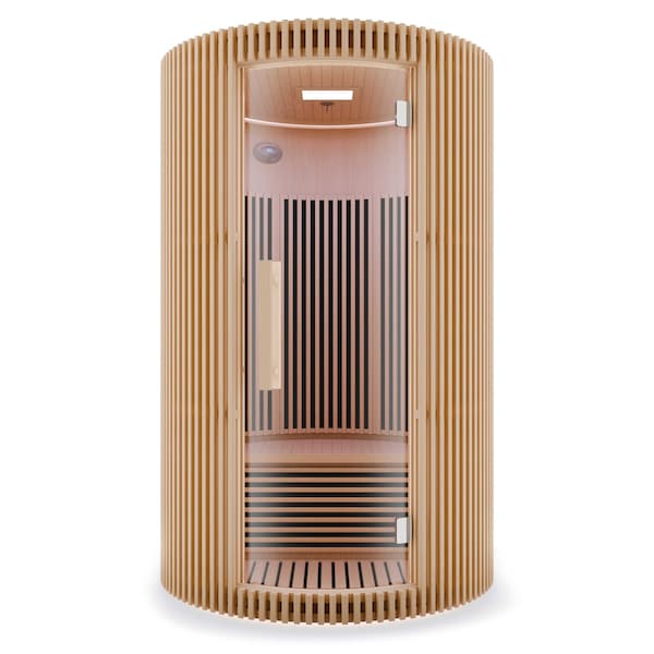 Saunaspa Round Infrared Sauna, Canadian Hemlock Wood, Infrared Heating Panels, Red Light Heater, Glass Door MNSC0025-0S - main