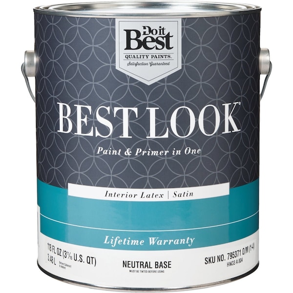 Do It Best Best Look Latex Premium Paint & Primer In One Satin Interior Wall Paint Neutral Base 1 Gal. HW33A0804-16 - main