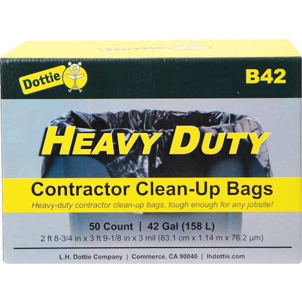 Dottie 42 gal Contractor Trash Bags, 3 mil, Black B42 - main