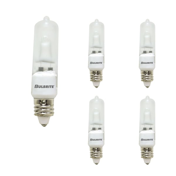 Bulbrite 50W Dimmable Frost T4 Mini-Candelabra E11 Halogen Light Bulbs, 5PK 860797 - main