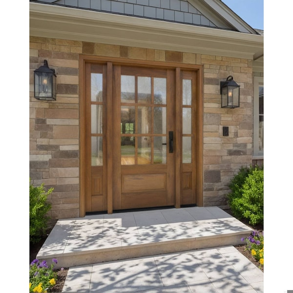 Doornmore G7509, 65.25" x 82" ( 36" Door + 2x12" Side) Left Hand, Mahogany SDL 9 Lite, 3/4 Lite Exterior Door G7509-SW-3680-G7503-SL_1-2_LI - main