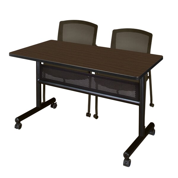 Regency Kobe Flip-Top Training Nesting Table W/ Modesty Panel & 2 Knight Mesh Chairs, 48 in W, 24 in L MKFTM4824NW56CBK - main