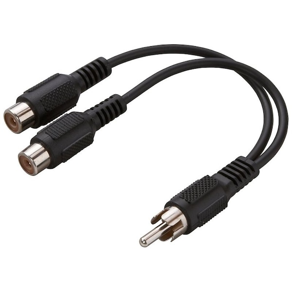 Zenith RCAM to RCA-Y Cable, 3 in L, 1 -Connector A, Male, 2 -Connector B, Female, Black AY1003RCAMF - main