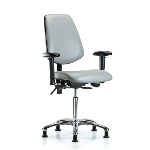 Blue Ridge Ergonomics Medium Bench Chair Adjustable Arms, 22" to 29" Height, Vinyl, Dove BR-VMBCH-MB-CR-T0-A1-NF-RG-8567 - main