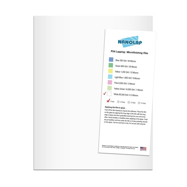 Nanolap PSA Lapping Film, 1 Pc 0.3 Micron (60,000 Grit), 8-0.5 in x 11 in Microfinishing Fine Sanding Paper 61540N - main