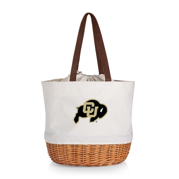 Picnic Time Family Of Brands NCAA Colorado Buffaloes Coronado Canvas and Willow Basket Tote - Picnic Bag 203-00-187-124-0 - main