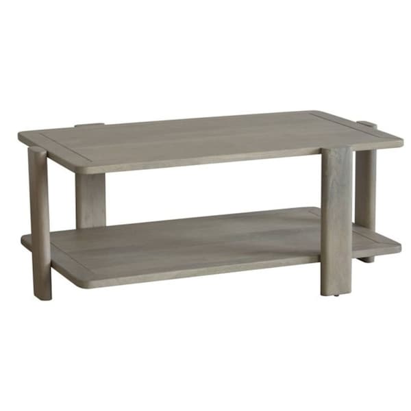 Homeroots 45" Natural Solid Wood Distressed Coffee Table With Shelf 653945 - main