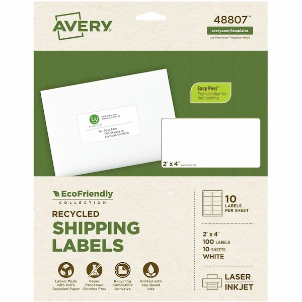 Avery Recycled Shipping Label, PK100 48807 - main
