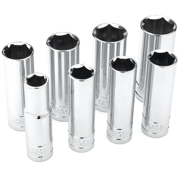 Performance Tool 8 pc. 1/2 in. Dr. SAE Deep Socket Set, 6pt, CrV W32300 - main