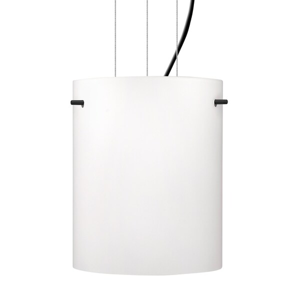 Besa Lighting Besa Tamburo 8 Cable Pendant, Opal Matte, Black Finish, 1x 11W LED 1KG-400607-LED-BK - main