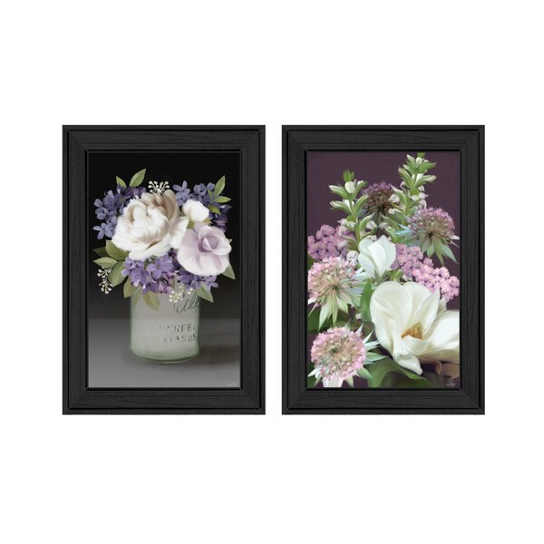 Homeroots Set Of Two Lilac and Wild Plum Bouquet Black Framed Print Wall Art, 2PK 407992 - main