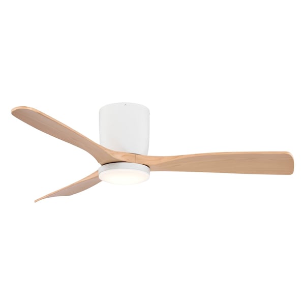 Vaxcel Maplewood, 52 in, White Flush Mount Ceiling Fan, Maple Blades, LED, Remote, DC F0137 - main