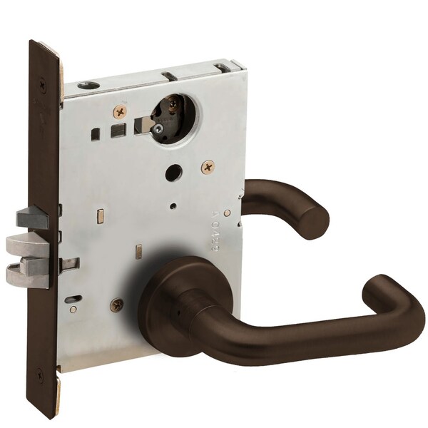 Schlage Grade 1 Classroom Mortise Lock, Less Cylinder, 03 Lever, A Rose, Aged Bronze Finish, Field Reversib L9070L 03A 643E - main