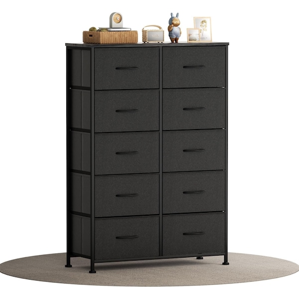 Infinipower Dresser for Bedroom with 10 Drawers, Wide Chest, Fabric Dresser, Storage Organizer Unit 3A88HKCABT10BLK - main