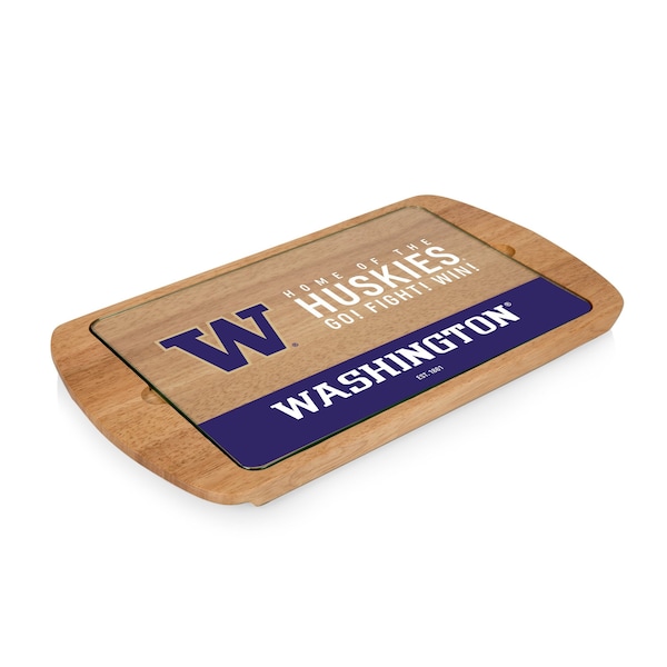 Picnic Time Family Of Brands NCAA Washington Huskies Billboard Glass Top Cheese Board - Charcuterie Boards, Parawood 911-01-505-624-0 - main
