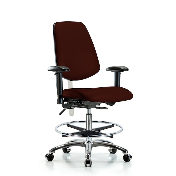 Blue Ridge Ergonomics Clean Room Chair Vin Med Ben Chair, Med, Bk, Burg, CL100, Adjustable Arms, 22" to 29" Height, Vinyl BR-NCR-VMBCH-MB-CR-T1-A1-CF-CC-8569 - main
