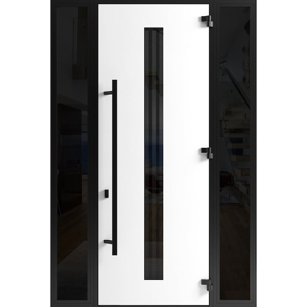 Vdomdoors Front Exterior Prehung Steel Door Ronex1055 Teak 96 2 Sidelight Exterior Windows Sidelites Entry RONEX1055EXD-OAK-W14+36+14xH96-LH-I - main