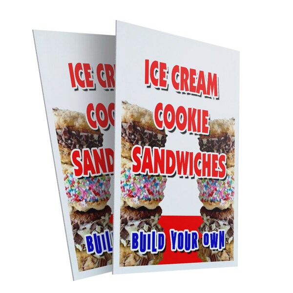 Signmission Ice Cream Cookie Sanwiches, Plastic Signs Only 24 In x 36 In, Corrugated Plastic, 2PK CSB-2436-2PACK-IceCreamCookieSanwichesBu - main