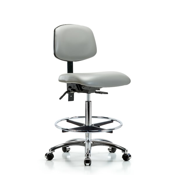 Blue Ridge Ergonomics Chair, Vin, Hi Bench, Chr Tilt CF Cast, Dov, No Arms, 26" to 35-1/2" Height, Dove BR-VHBCH-CR-T1-A0-CF-CC-8567 - main