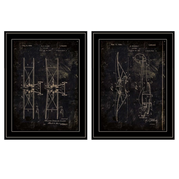 Homeroots Set Of Two Airplane Patent I and II 2 Black Framed Print Wall Art, 2PK 406046 - main