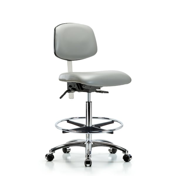 Blue Ridge Ergonomics Clean Room Chair Hi Ben Chair, Vin, Chrm, CF, Cast, Dov, CL100, No Arms, 26" to 35-1/2" Height, Vinyl BR-NCR-VHBCH-CR-T0-A0-CF-CC-8567 - main