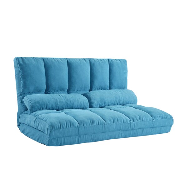 Homeroots 47" Blue Fabric Reclining Sofa With Toss Pillows 601952 - main