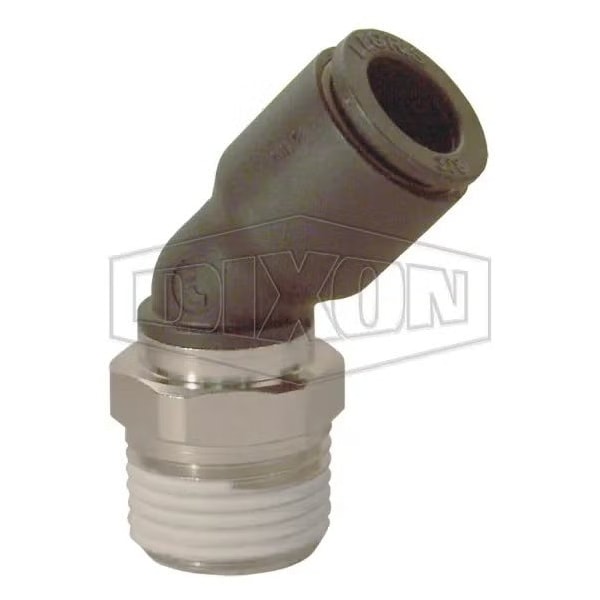 Dixon Legris by Push-In Elbow, 1/4 x 3/8 in Nominal, MNPT x Tube, 290 psi Pressure, Brass/Nylon, Domestic 31136014 - main