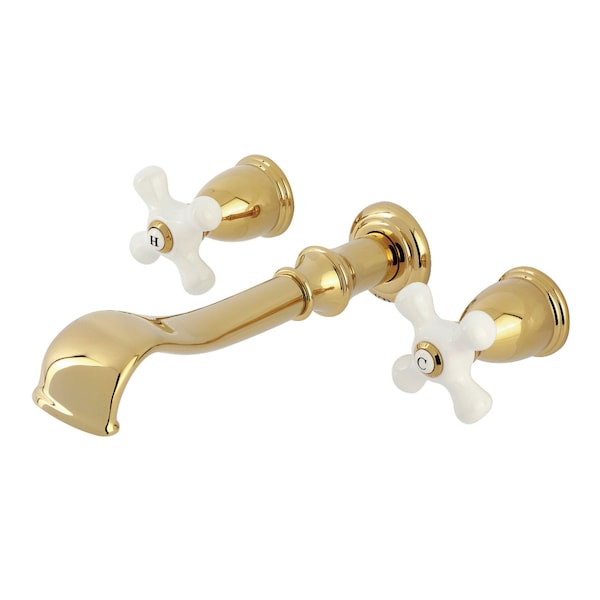 Kingston Brass Two-Handle Wall Mount Tub Faucet, Polished Brass KS5022PX - main