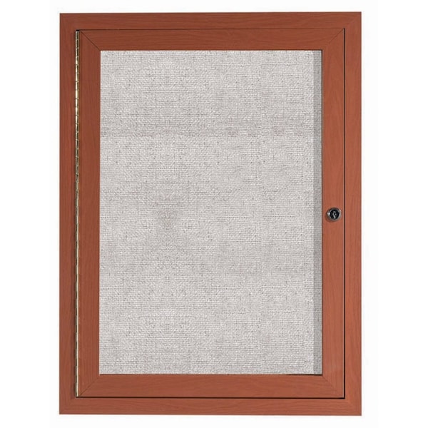 Aarco Outdoor Enclosed Bulletin Board w/ Al Wood Look Finish, Oak Wood Look, Burlap Weave Vinyl, 36''Hx24''W ODCCO3624R - main