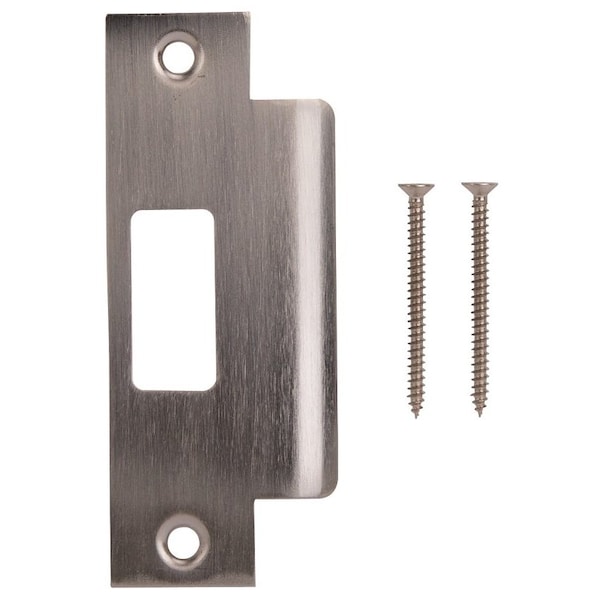 Prosource Strike Plate, 4-7/8 in L, 2 in W, Steel, Brushed Nickel HSH-006BN-PS - main